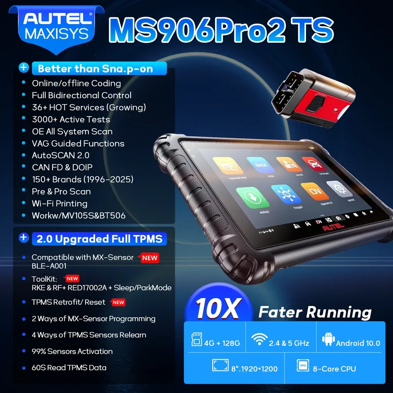 Autel MaxiSys MS906 Pro2-TS professional bidirectional diagnostic and TPMS scan tool
