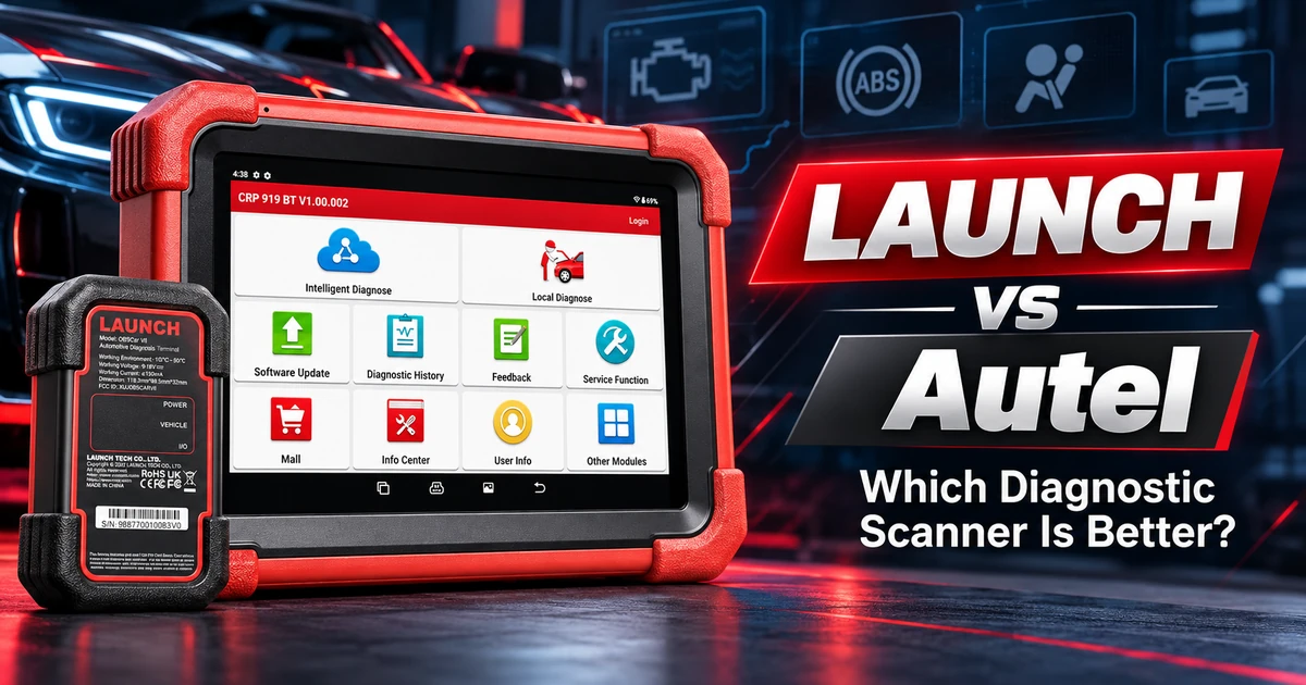 LAUNCH X431 CRP919X BT automotive diagnostic scanner featured in a LAUNCH vs Autel comparison of professional OBD2 scan tools.
